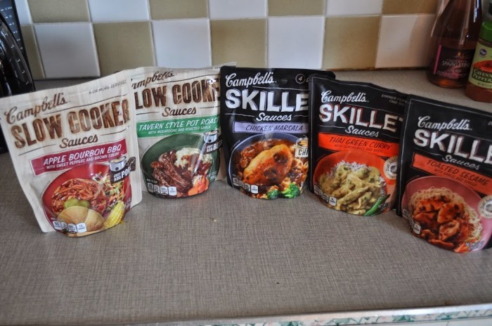 a sampling of the campbell's slow cooker & skillet sauces