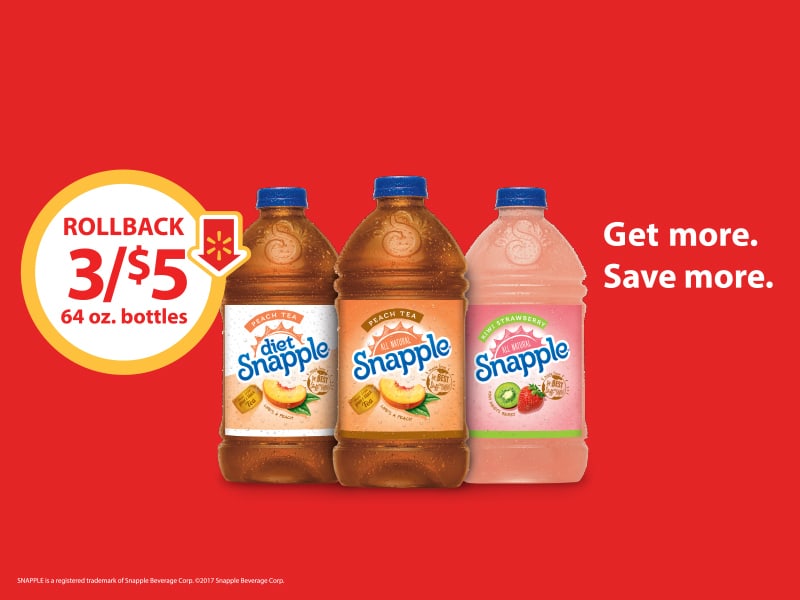 Get Your Fridge Ready for Break Time When You Buy 3 64 oz. Bottles of Snapple for Just $5 at Walmart