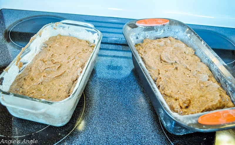 Two loafs of applesauce cake ready for the oven