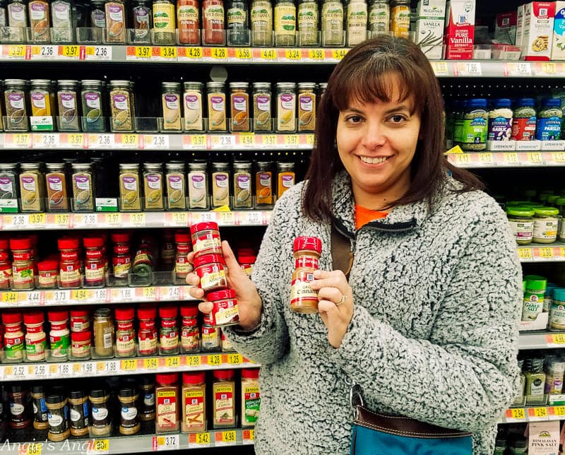 Two Simple Recipes - Me holding the McCormick® spices to buy in Walmart