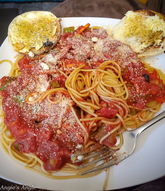 2020 Catch the Moment 366 Week 11 - Day 74 - Spaghetti Mickey Dinner